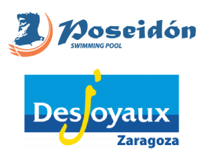 Logotipo de Poseidón Swimming Pool y de Desjoyaux Zaragoza